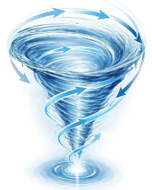 Représentation des forces centrifuge et centripète dans un vortex de l’eau